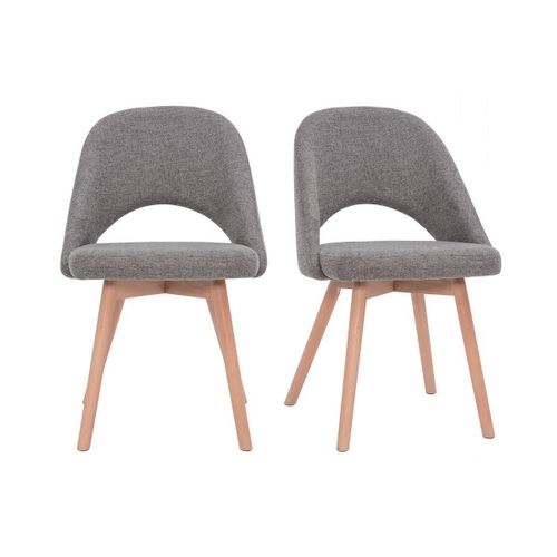 Chaises Scandinaves En Tissu Effet Velours Texturé Gris Et Pieds Hêtre Massif (Lot De 2) Cosette