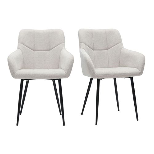 Chaises Design Matelass?Es En Tissu Velours Textur? Beige Et M?Tal Noir (Lot De 2) Montero