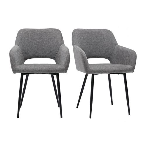 Chaises En Tissu Effet Velours Texturé Gris (Lot De 2) Laurette
