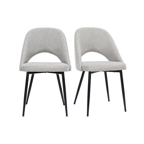 Chaises Vintage En Tissu Effet Velours Texturé Gris Et Pieds Métal (Lot De 2) Cosette