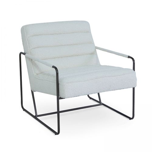 Fauteuil En Tissu Bouclette Ivoire