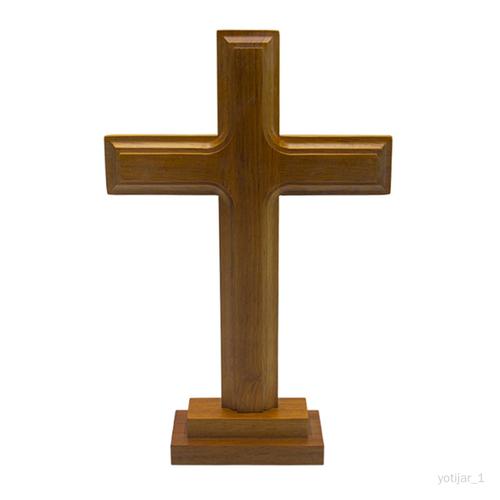 Croix En Bois Crucifix Debout Jésus Double Reliques Prière Décoration D'intérieur Sculpture Pour Décoration De Pâques Collection Salon