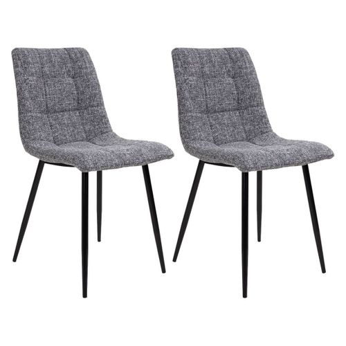 Strib - Lot De 2 Chaises Tissu Gris Tacheté Et Piétement Acier