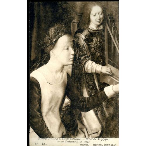 Carte Postale De Bruges (Belgique) Hôpital Saint-Jean : Détail Du Triptyque « Mariage Mystique De Sainte Catherine », Sainte Catherine Et Un Ange