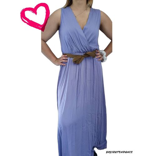 Robe Longue Violette Avec Ruban Taille Unique