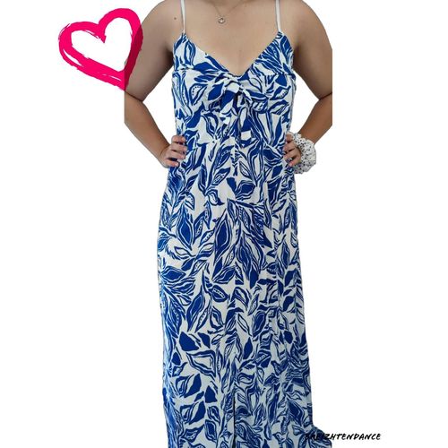 Robe Longue Fleurie Bleu Taille Unique