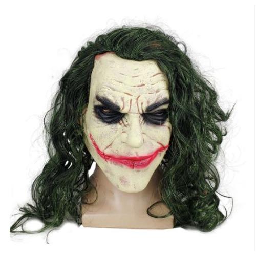 Joker masque film Batman The Dark Knight Cosplay horreur effrayant masque de clown avec perruque de cheveux verts Halloween Latex masque Party Costume 