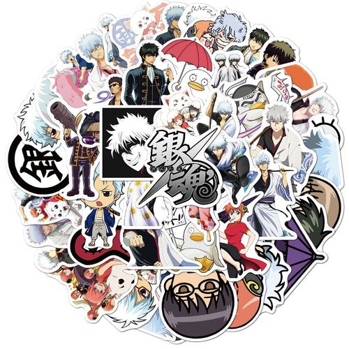 Autocollants Dessin Animé Japonais Gintama, Jouets Pour Enfants, Moto, Bagages, Ordinateur Portable, Skateboard, Pegatinas, 50 Pièces/Paquet