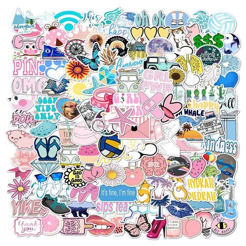 Autocollants De Style Vsco, Paquet De 150 Pièces, Bleu Rose, Pour Skateboard, Guitare, Bouteille D'eau, Moto, Ordinateur Portable, Étanche, Jouet Pour Enfants Et Adolescents