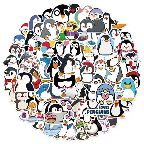 10/50/100pcs Dessin Animé Pingouin Autocollants Pour Enfants Jouet Moto Ordinateur Portable Bagages À Roulettes Pvc Imperméable Journal Papeterie