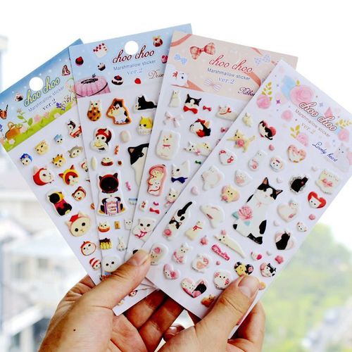 Autocollants Adhésifs 3d De La Série Modélisation De Chat, Étiquette Adhésive De Décoration Originale Pour Journal Intime, Diy Bricolage, 4 Pièces/Lot