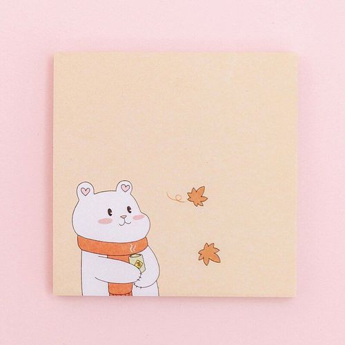 Bloc-Notes Hamster Ours Blanc Quatre Saisons, Étiquette Autocollante N Times, Fourniture Scolaire, Marque-Page