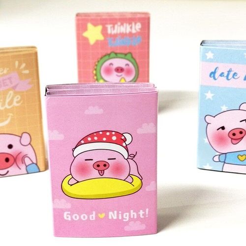 Bloc-Notes Pliable Cochon Rose Dessin Animé Mignon Kawaii, Étiquette N Times, Pour Notes À Faire, Planificateur, Papeterie Cadeau