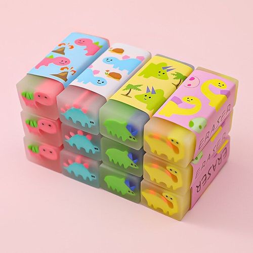 Gommes En Caoutchouc Colorées De Dessin Animé De Dinosaure Pour Enfants, Papeterie Cadeaux Et Fournitures Scolaires, 4 Pièces/Lot