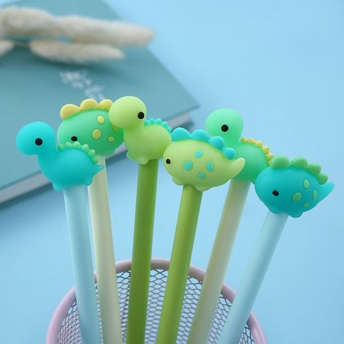 Stylo Gel En Silicone Souple Motif Petit Dinosaure, Accessoire De Bureau Kawaii, Outil D'écriture, Marqueur Encre, Fourniture Scolaire, Papeterie, Lot De 3 Pièces,