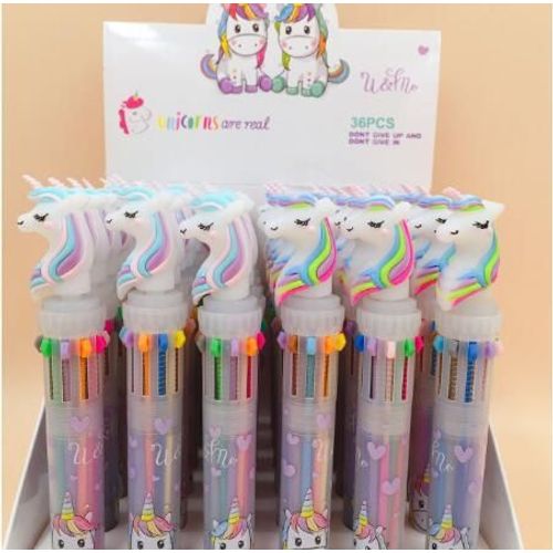 Joli Stylo À Bille Licorne Puissant, Épais, 10 Couleurs, Papeterie Scolaire Et De Bureau, Cadeau