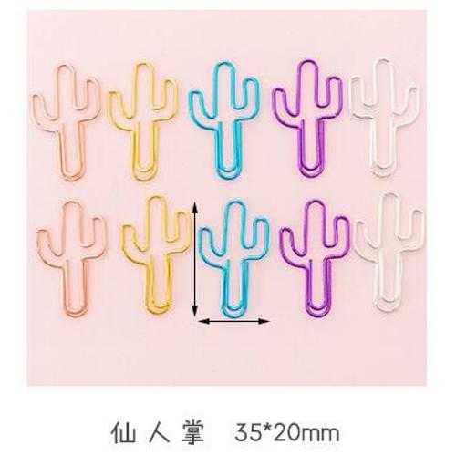 Lot De 10 Clips Pour Appareil Photo, Cactus, Diamant, Crème Glacée, Reliure En Métal Ajouré, Bloc-Notes, Trombone, Fournitures De Bureau Fod