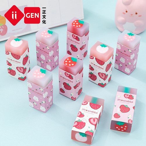 Gomme En Caoutchouc Souple Lapin Fraise Douce, Fournitures Scolaires Et De Bureau Kawaii Pour Étudiants, Papeterie Coréenne À Prix Cool