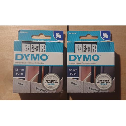 Dymo S0720530 Noir sur blanc 12mm x 7m