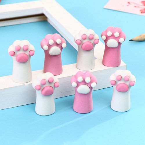 Gommes À Griffes De Chat Rose Blanc, 3 Pièces/Lot, Matériel De Papeterie Scolaire Escolar Kawaii Papelaria Cadeau Pour Étudiant