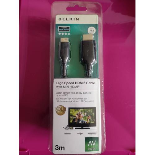 Belkin High Speed HDMI Cable with Mini HDMI - Câble HDMI - HDMI mâle pour 19 pin mini HDMI Type C mâle - 3 m