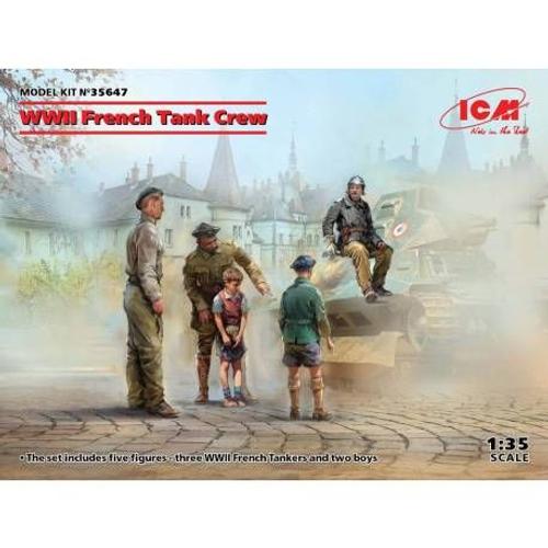 Icm - Wwii French Tank Crewmaquette Figurine Wwii French Tank Crew Icm 35647 1/35ème Maquette Char Promo Figurine Miniature