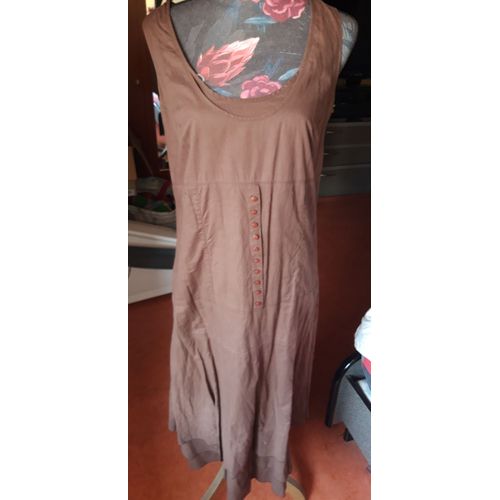 Robe Été Longue Coton Marron Taille 40