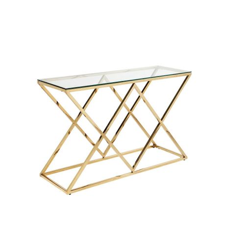 Console Charlotte - Verre Trempé Et Acier - Doré