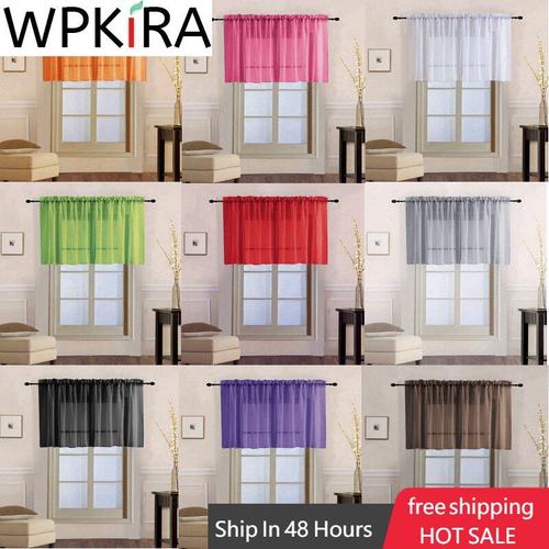 Noir 2 Pcs W150 X H80cm Spécial Passe-Tringle Demi-Rideau Arc-En-Ciel En Tulle Transparent, 2 Pièces, Pour Porte De Cuisine, Petite Fenêtre, Wp184