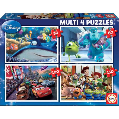 Educa Pixar - Multi 4 Puzzles 50+80+100+150 Pièces