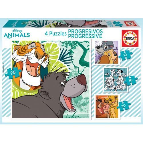 Puzzles Cartón Disney  Progresivos Disney Animals #2 (Lady&trump, 101 Dalmatians, Lion King, Jungle Boo