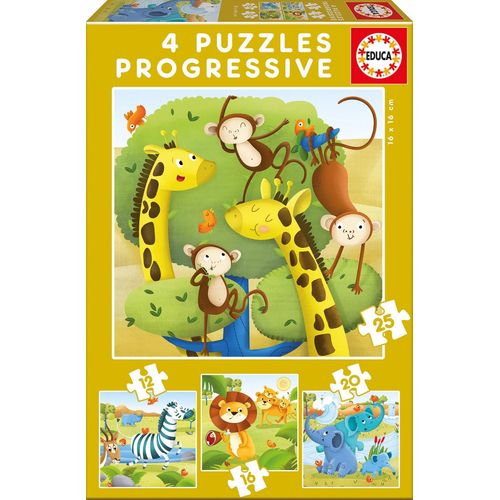Educa Puzzle Progressif Animaux Sauvages 12+16+20+25 Pièces