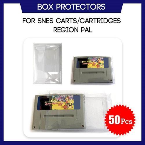 50 Pcs - Boîte De Protection Snes Pour Super Nintendo, Boîtier En Plastique Transparent Sur Mesure Pour Cartouche De Caddie, Région Pal Game