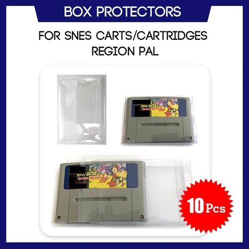 10 Pcs - Boîte De Protection Snes Pour Super Nintendo, Boîtier En Plastique Transparent Sur Mesure Pour Cartouche De Caddie, Région Pal Game