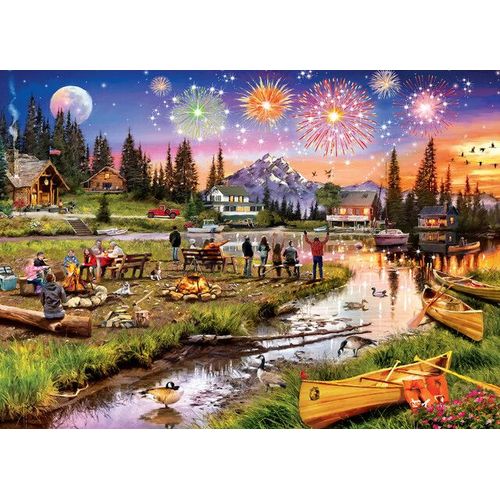 Feux D'artifice À La Montagne - Puzzle 1000 Pièces