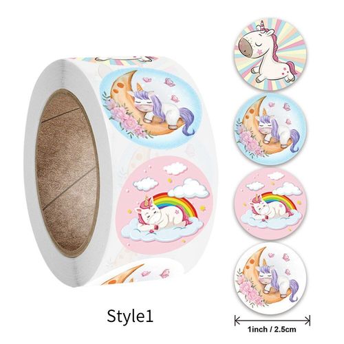 Rouleau De Stickers Mignons Avec Motifs De Licorne Pour Enfant, 500 Pièces, Autocollants, Étiquettes, Cadeau, Décoration, Récompense D'enseignant Pour Étudiant, Papeterie, Encouragement, Dessin Animé,