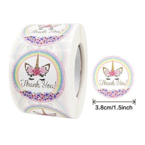 Autocollant Licorne De Dessin Animé 500 Pièces/Rouleau 3.8cm, Étiquette De Récompense Pour Enfants, Décoration D'étiquette Cadeau, Encourage Les Enseignants Et Les Étudiants