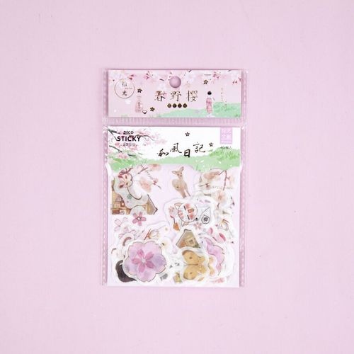 Stickers Adhésifs Washi Chat Sakura, Étiquette Kawaii, Style De Vie Traditionnel Japonais, Décor Pour Ordinateur, Notebook, Compte À Main, 40 Pièces/Paquet