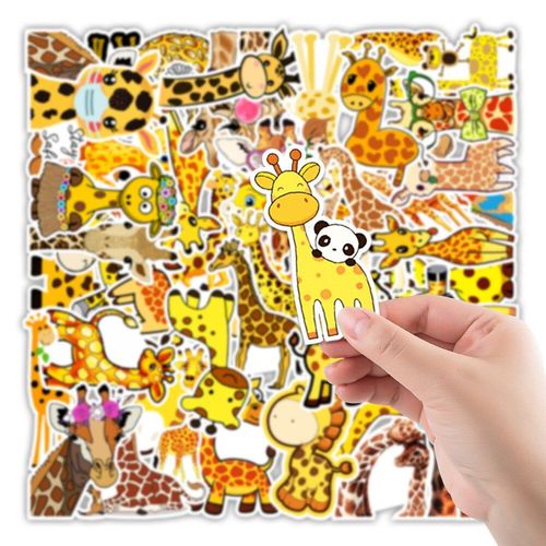 Autocollants Décoratifs Imperméables En Forme De Girafe, Étiquette Mignonne, Pour Étui De Voiture, 50 Pièces/Paquet