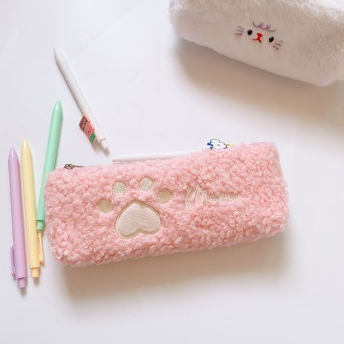 Étui À Crayons En Peluche À Griffes De Chat, Mignon, Organisateur De Papeterie, Fournitures Scolaires Et De Bureau Pour Étudiants