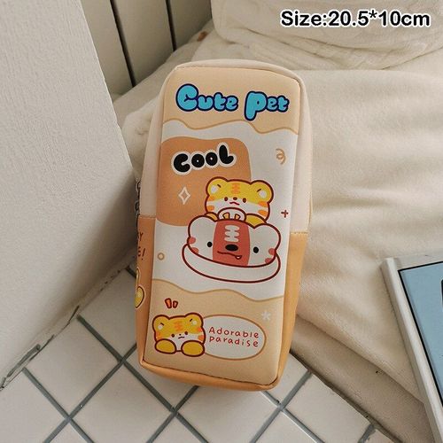 Jolie Boîte À Crayons Ours En Cuir Pu, Grande Capacité, Étui À Crayons D'école Pour Enfants, Cadeaux D'étudiants Kawaii