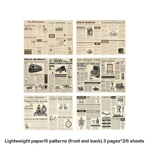 Bloc-Notes Décoratif Vintage 8 Styles, 6 Feuilles/Ensemble, Bloc-Notes De La Série Journal Ancien, Papeterie De Base Pour Scrapbooking