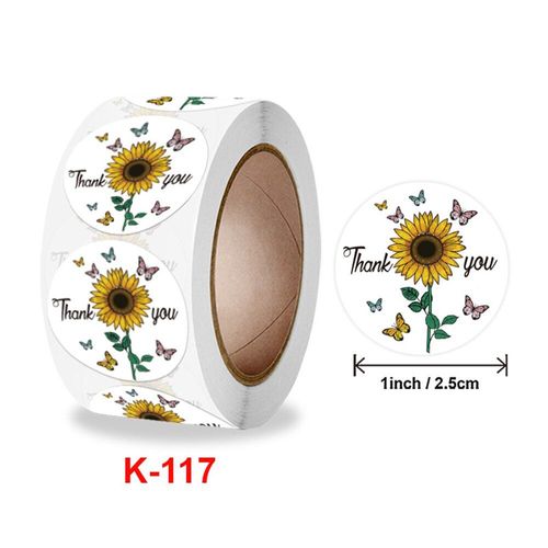 Autocollant Tournesol Remerciement, Étiquette Autocollante, Dessin Animé Tulipe, Mignon, Papeterie De Décoration, 500 Cm, 2.5 Pièces