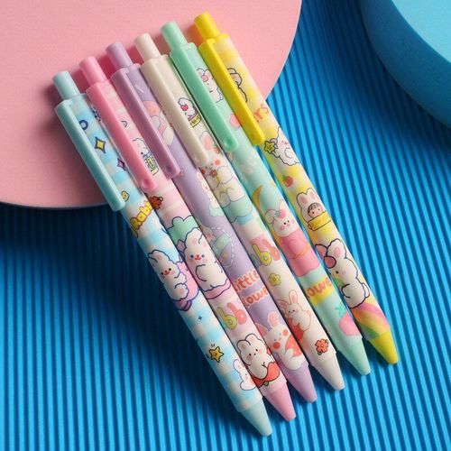 Stylo Gel À Pression En Forme De Lapin Mignon, 3 Pièces/Lot, Bille Roulante, 0.5mm, Encre Noire, Papeterie De Rentrée Scolaire