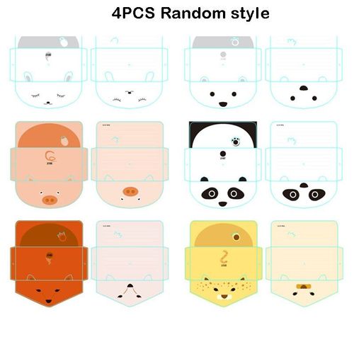 Enveloppes en papier Animal de dessin animé, pour lettres, carte de vacances d'anniversaire pour enfants, pour Invitation de mariage, cartes postales cadeaux, 4 pièces