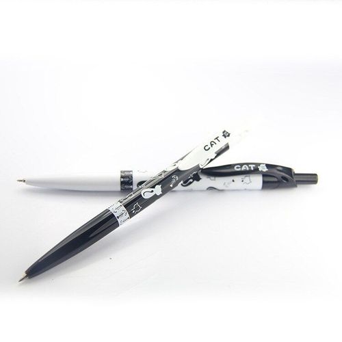 Stylos À Bille Chat Dessin Animé Drôle Kawaii, 0.5mm, Encre Bleue, Noir Et Blanc, Accessoires De Bureau, Matériel Fournitures Scolaires