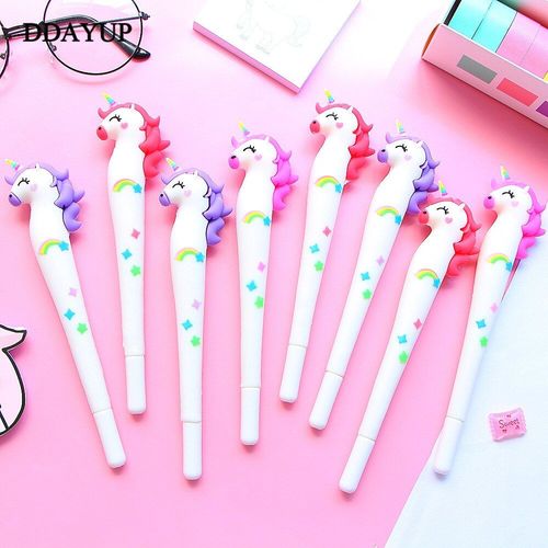 Stylo À Gel De Silice En Forme De Licorne, 0.5mm, Mignon, Kawaii, En Plastique, Pour Enfants, Cadeaux Pour Filles, Papeterie Fournitures Scolaires Et De Bureau