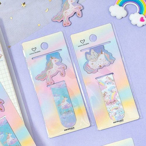 Lot De 2 Trombones Licorne Magique Kawaii, Signet Magnétique, Marque-Page, Fourniture Scolaire Et De Bureau, Papeterie Cadeau