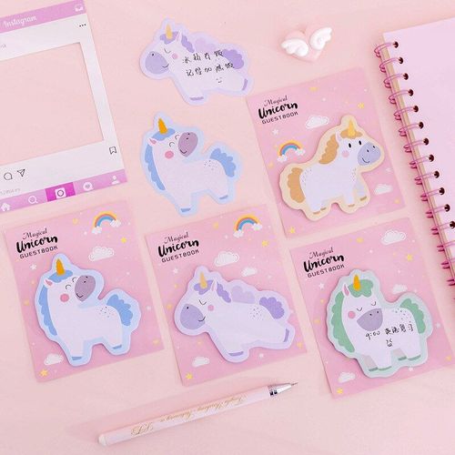 Bloc-Notes Licorne Rose Mignon, 4 Pièces/Ensemble Notes Autocollantes, Signet, Fournitures Scolaires, De Bureau, Cadeau