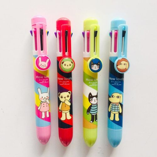 Stylo À Bille Coloré Petit Ours 8 En 1 1 Pièce, Stylo À Dessin Coloré, Fournitures De Papeterie Scolaire Et De Bureau Pour Étudiants